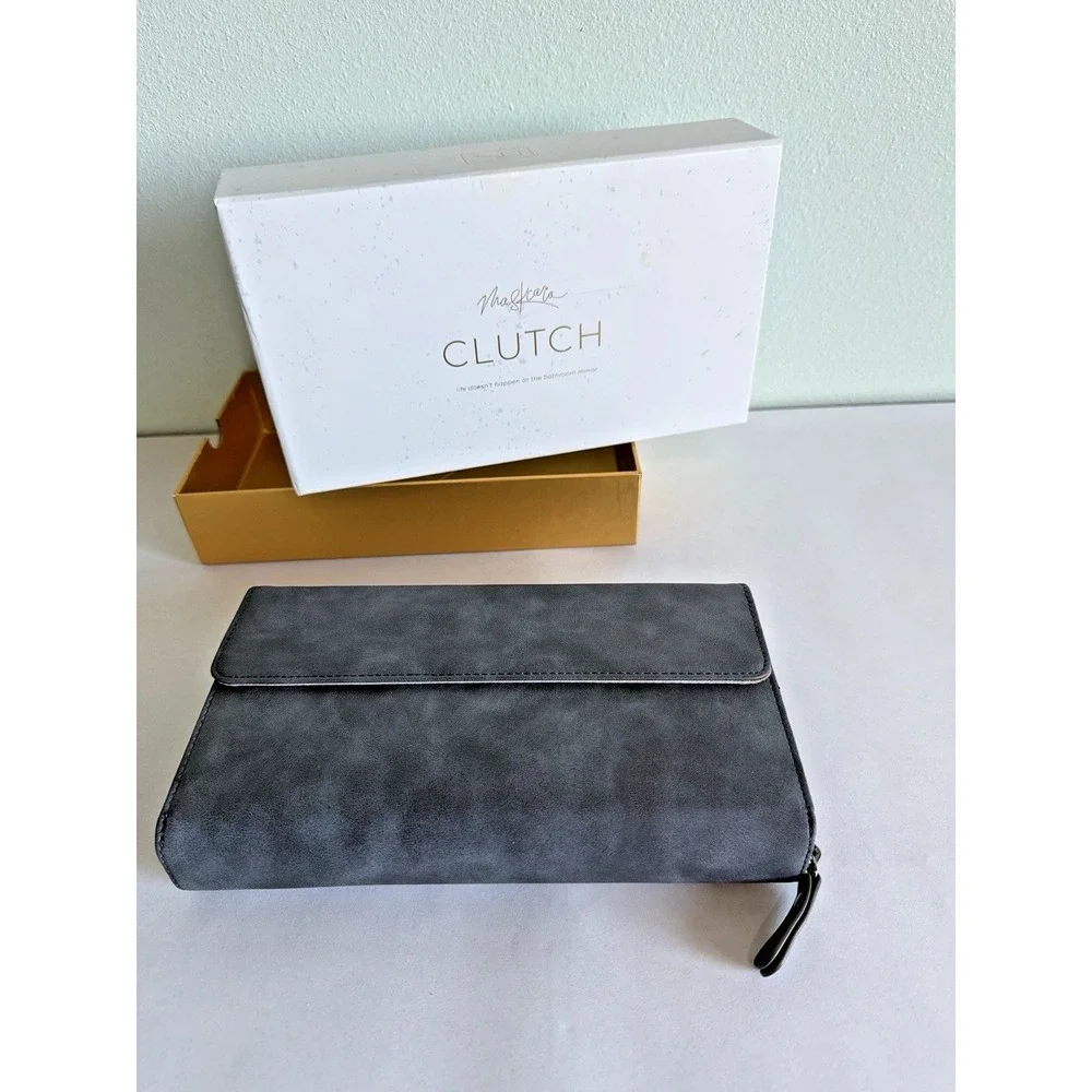 SEINT Beauty Makeup Clutch Wallet Marble Zip Magnetic Mirror No Chain NWOT
